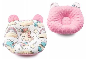 Poduszka z uszkami Minky Prism Pink/ Jednorożce