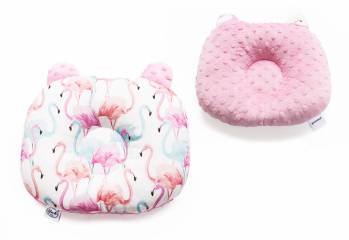 Poduszka z uszkami minky Prism Pink/ satyna Flamingi